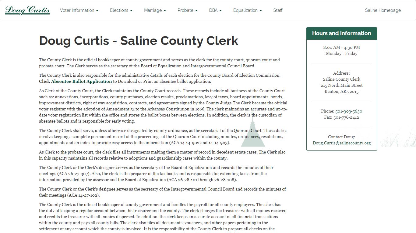 Doug Curtis - Saline County Clerk - salineclerk.com